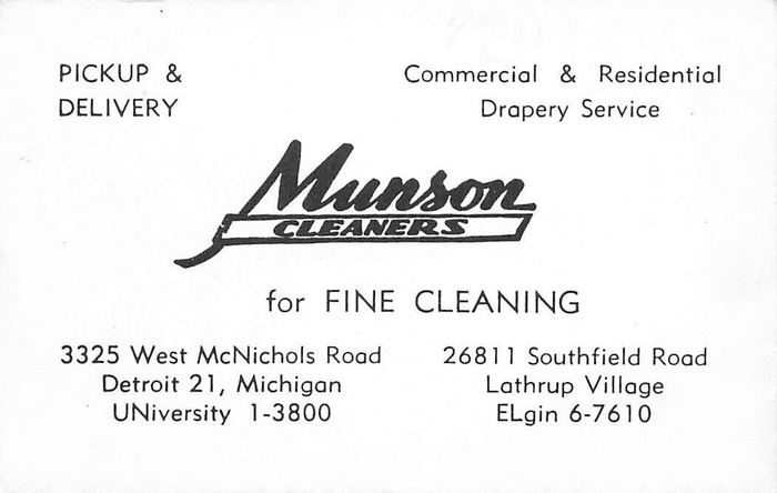Munson Cleaners - Vintage Postcard Back